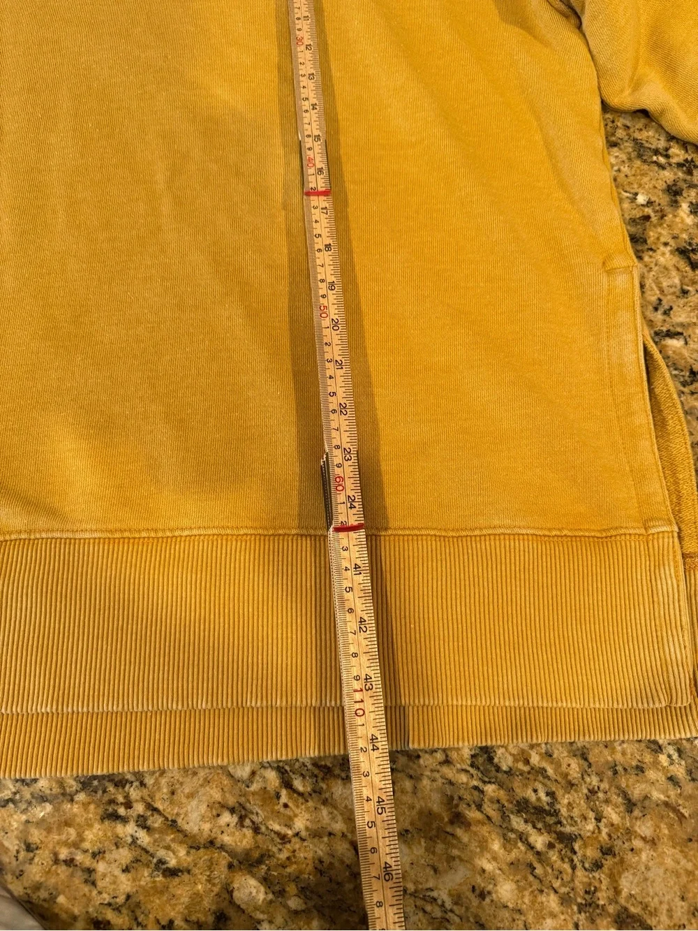 Aerie mustard yellow oversized crewneck sweater side slits relaxed fit sz XL
